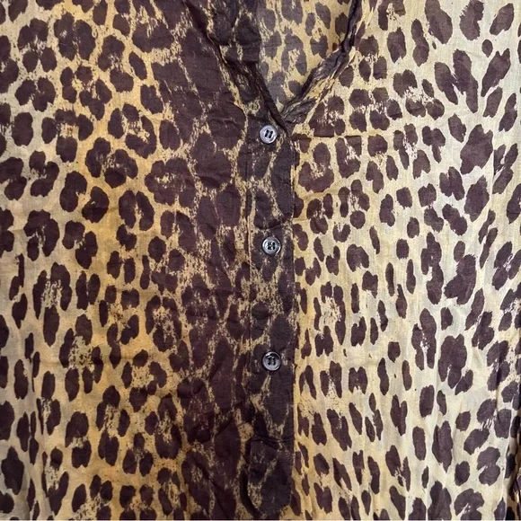 Moschino Brown Leopard Print swim cover up blouse Large - Picture 3 of 8